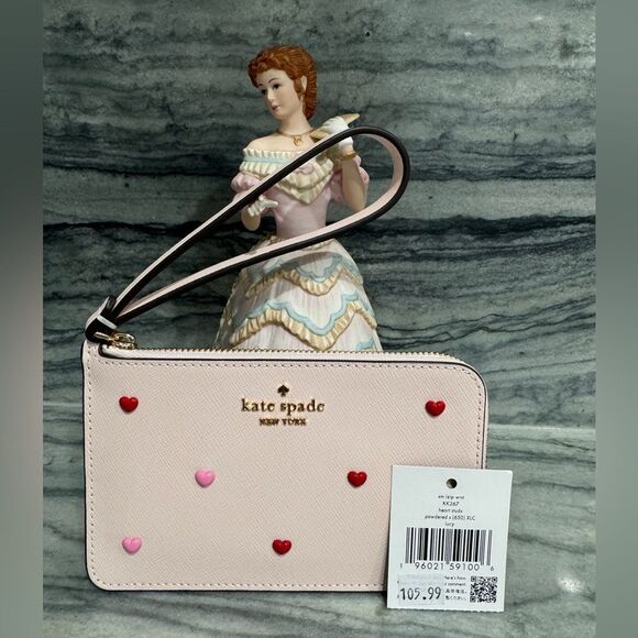 Kate Spade Lucy Heart Studs L-zip Wristlet - Picture 11 of 11
